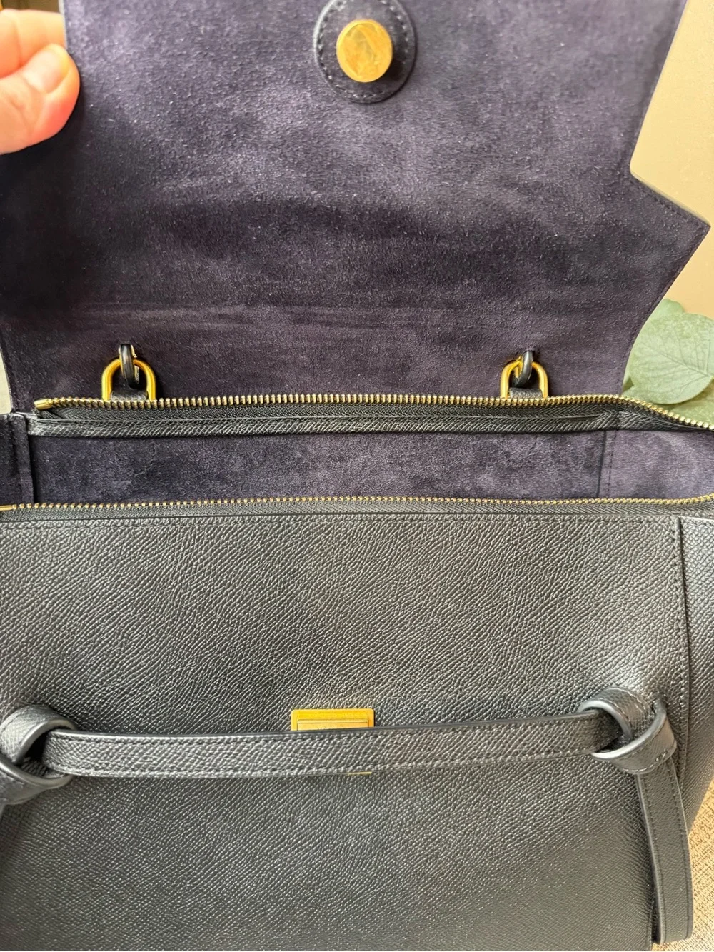 Celine Black Leather Satchel with Top Handle